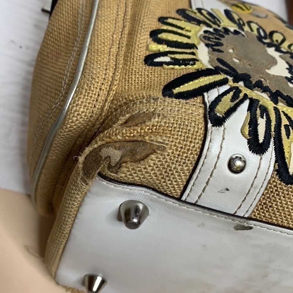 COACH Bees And Flowers Appliqué Burlap And Leather - Picture 7 of 14